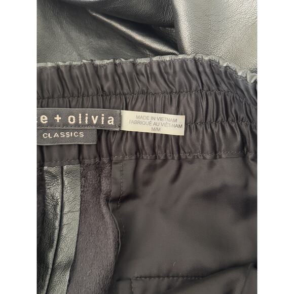 Alice + Olivia Women's Faux Leather Pants Black Medium Moto Chic Biker Girl Edgy - Picture 11 of 14